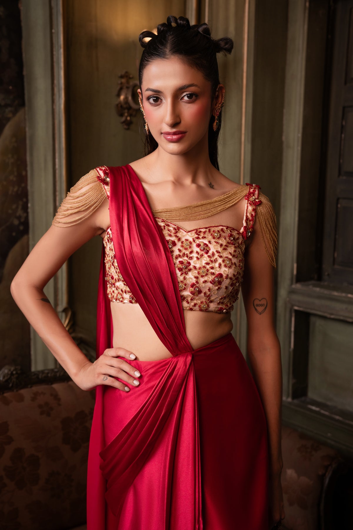 Scarlet Butterfly Drape - Divya Upadhya