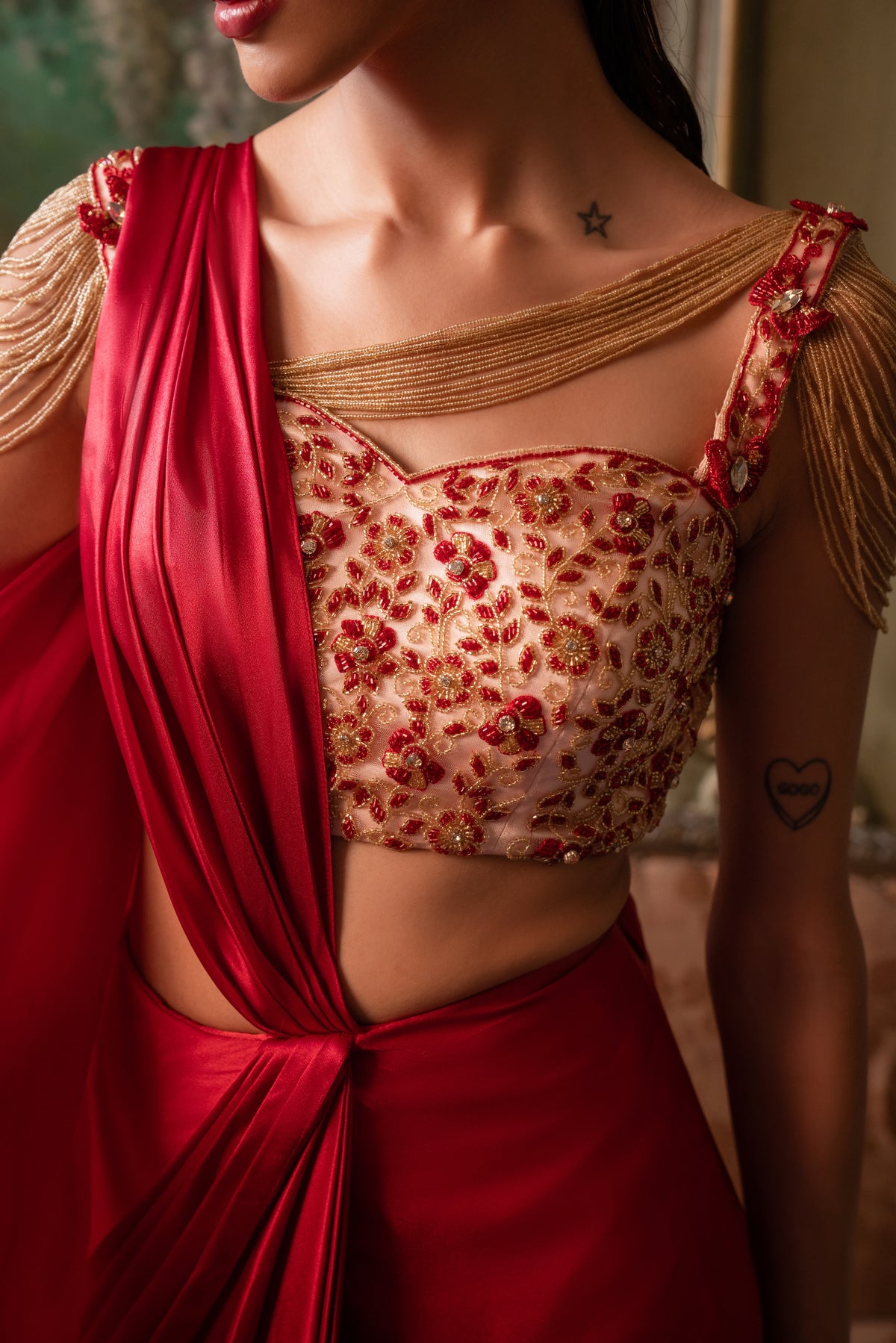 Scarlet Butterfly Drape - Divya Upadhya