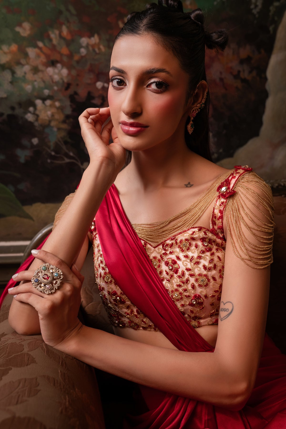 Scarlet Butterfly Drape - Divya Upadhya