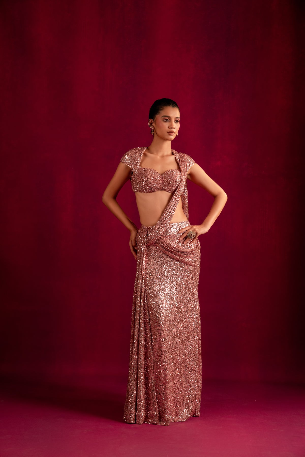 Blush Starlit Saree - Divya Upadhya