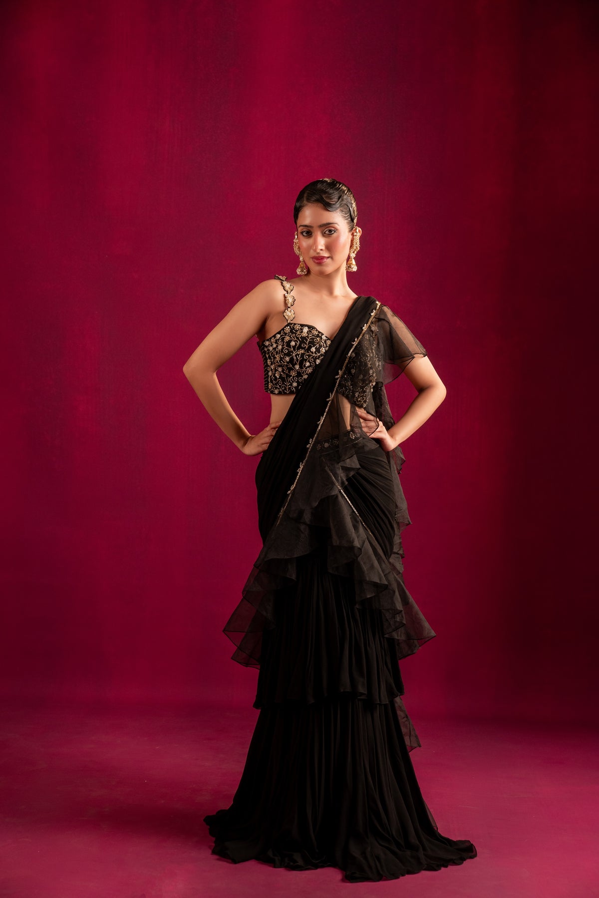 Midnight Blossom Saree - Divya Upadhya