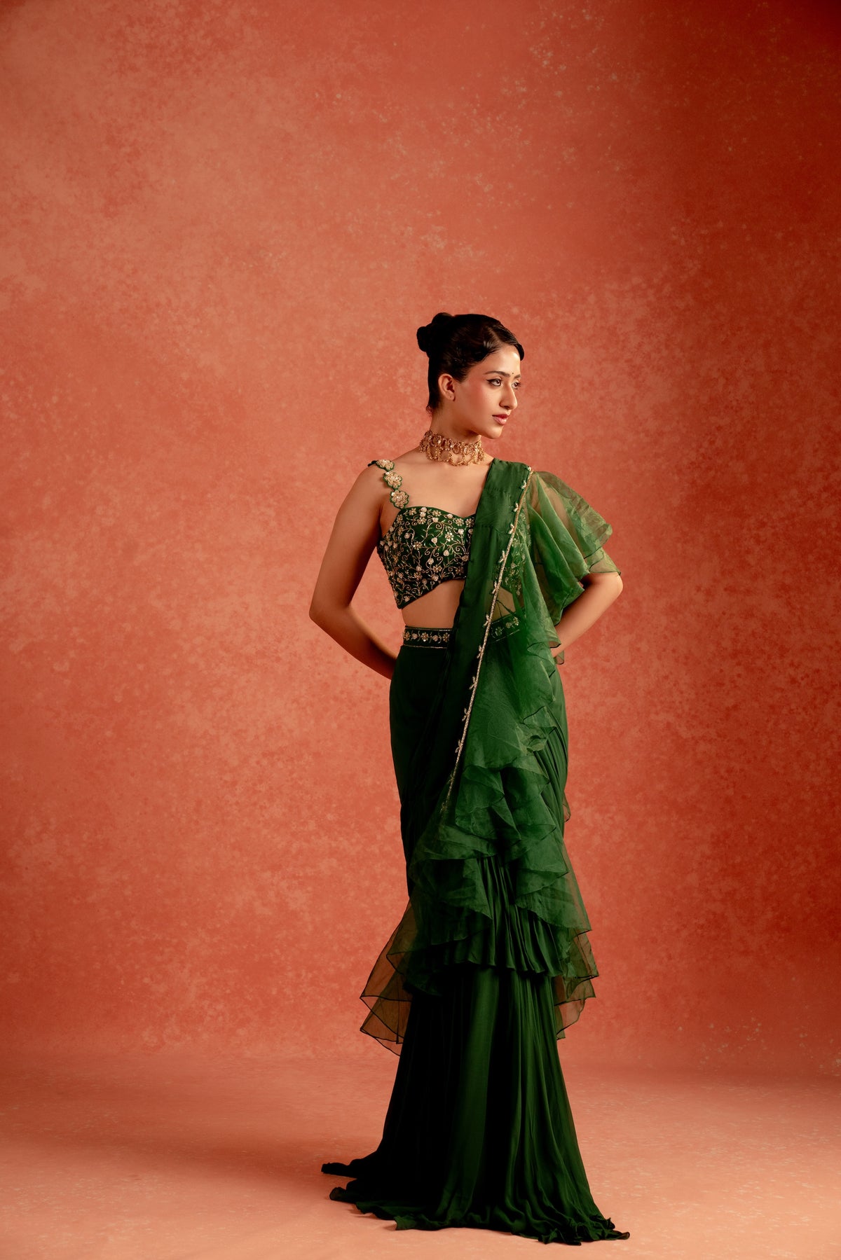 Emerald Jasmine Saree - Divya Upadhya