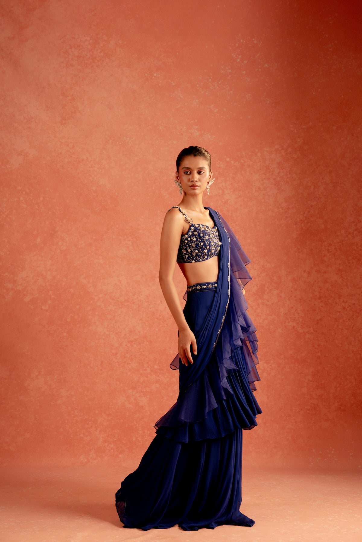 Sapphire Bloom Saree - Divya Upadhya