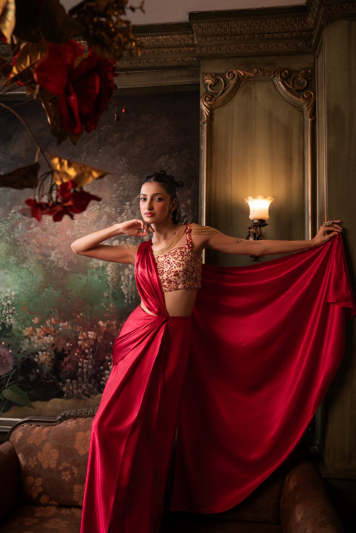 Scarlet Butterfly Drape - Divya Upadhya