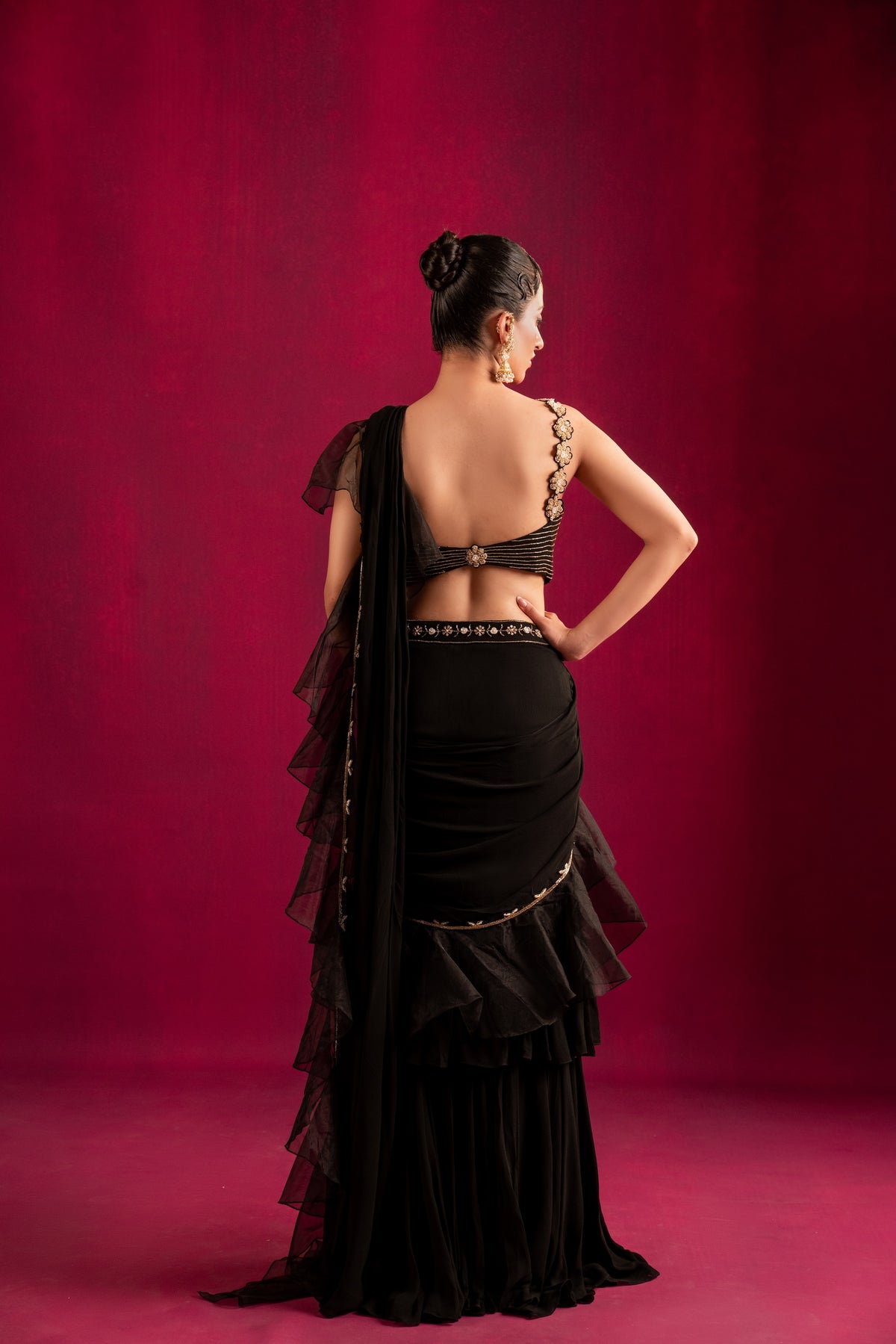 Midnight Blossom Saree - Divya Upadhya