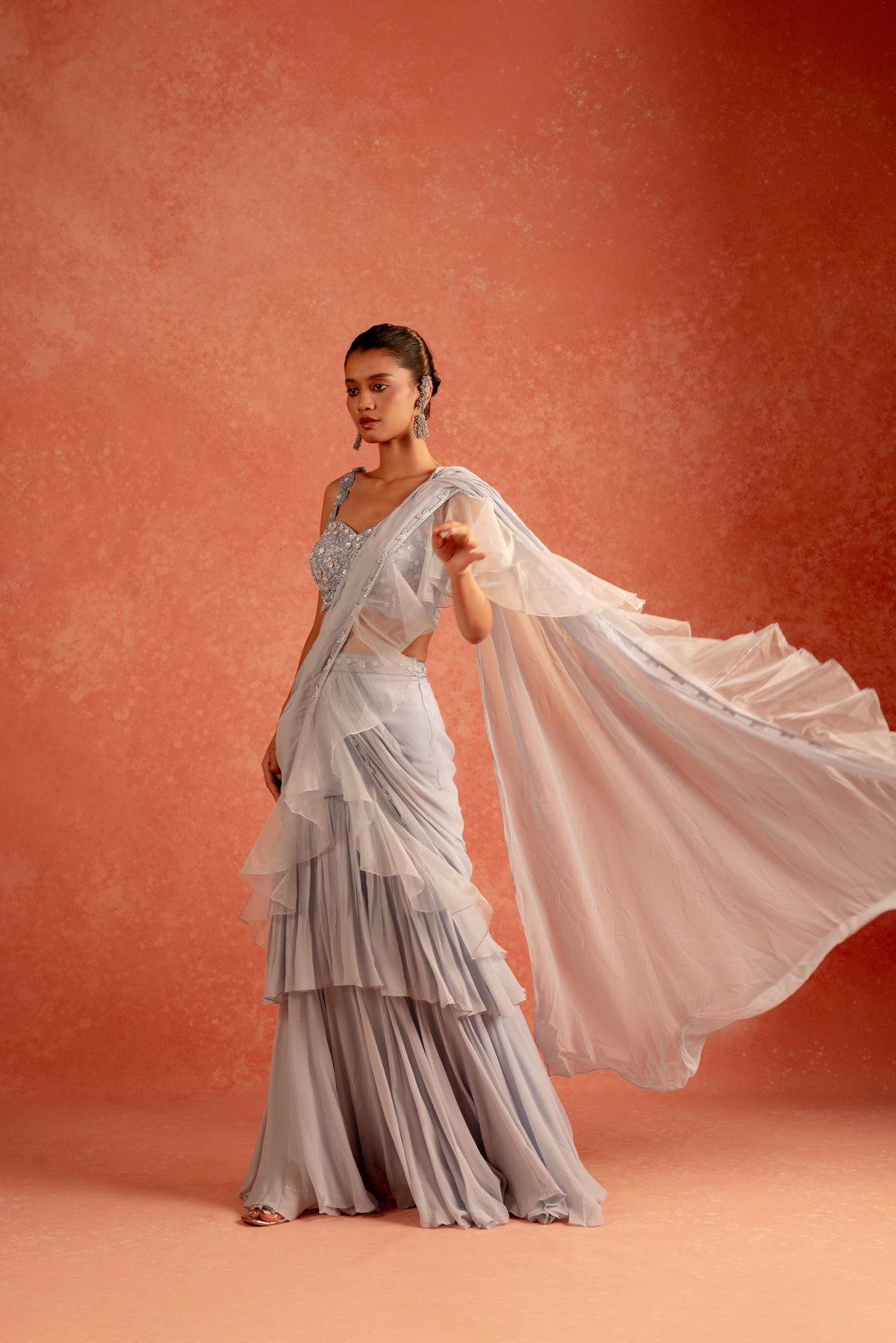Icy Daisy Saree - Divya Upadhya