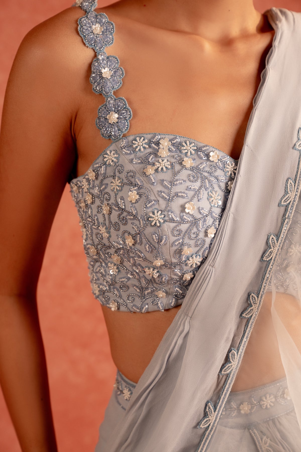 Icy Daisy Saree - Divya Upadhya